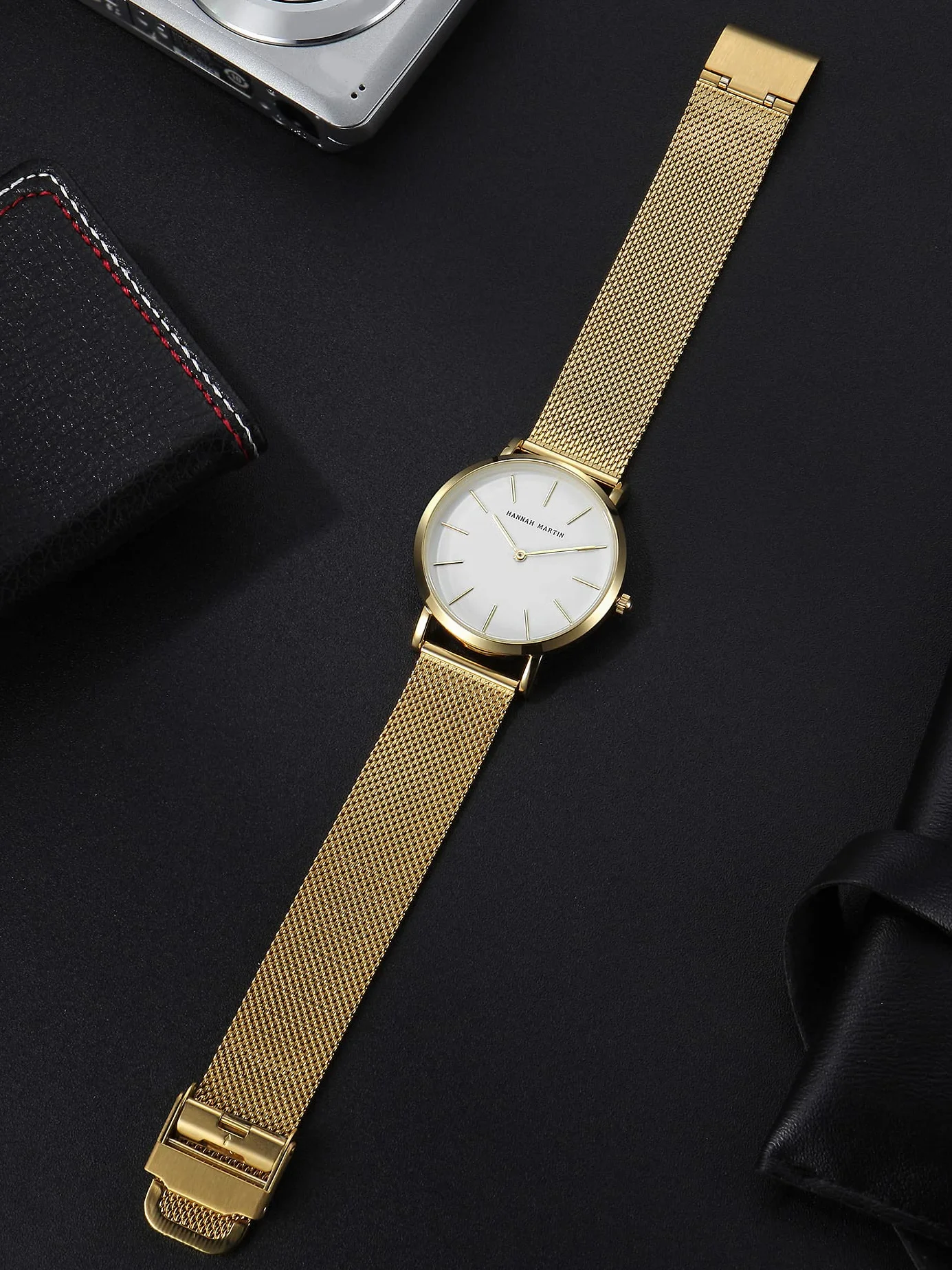 HANNAH MARTIN Montre Femme Quartz Analogique Étanche Acier Inoxydable