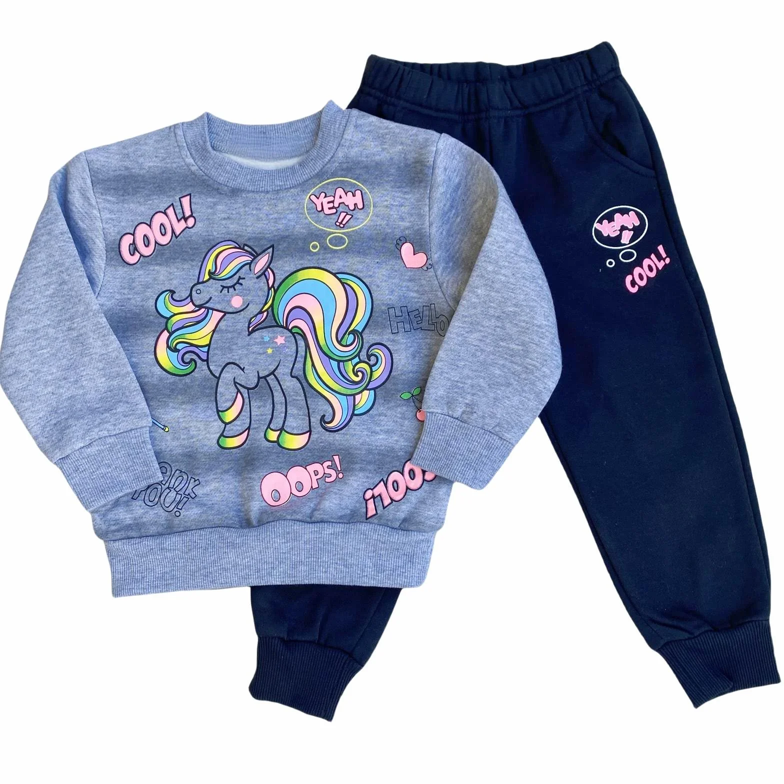 Elim Ensemble survêtement fille imprimé sweat manches longues col rond pantalon jogging enfant