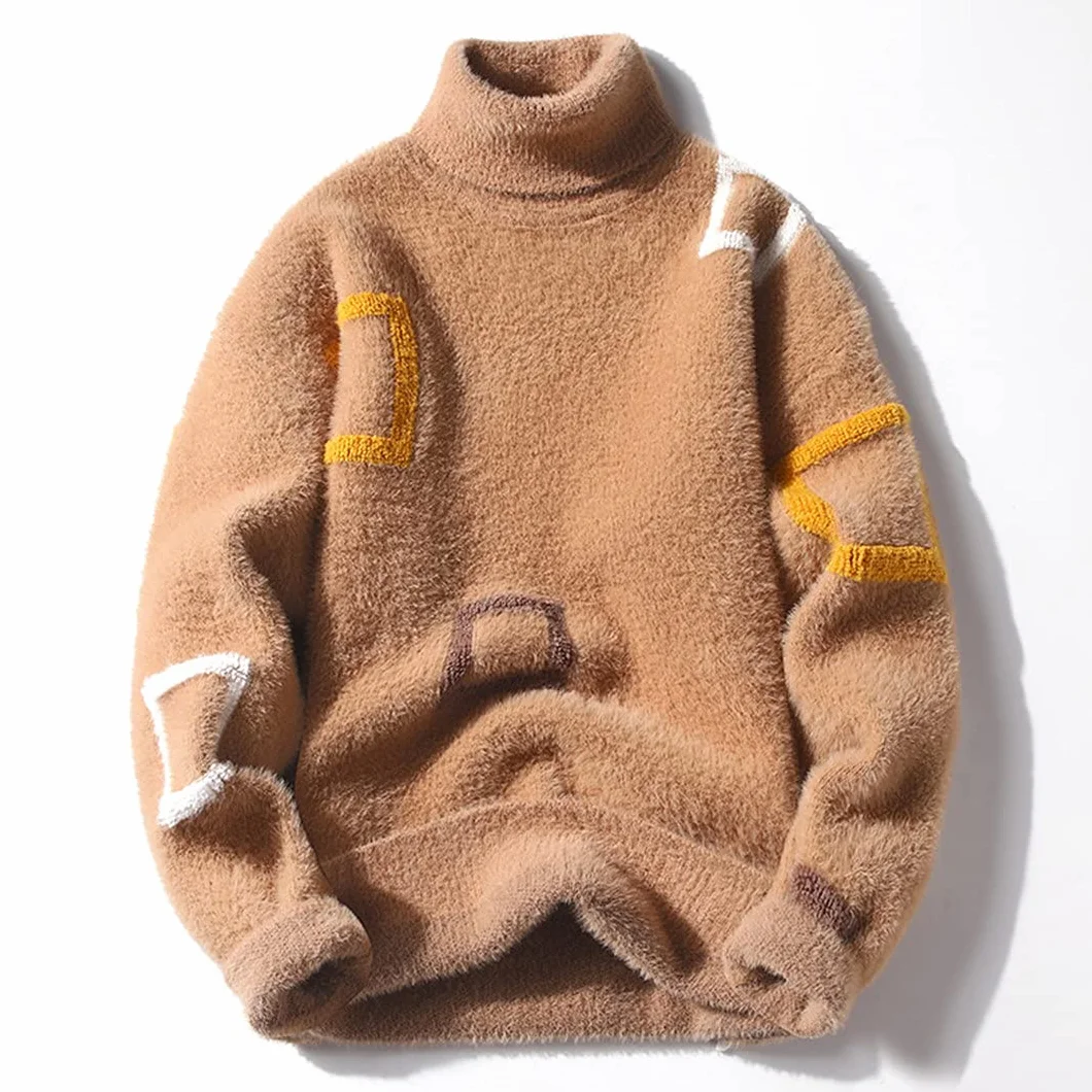 Pull à col roulé en cachemire épais pour homme - Pull d'hiver confortable