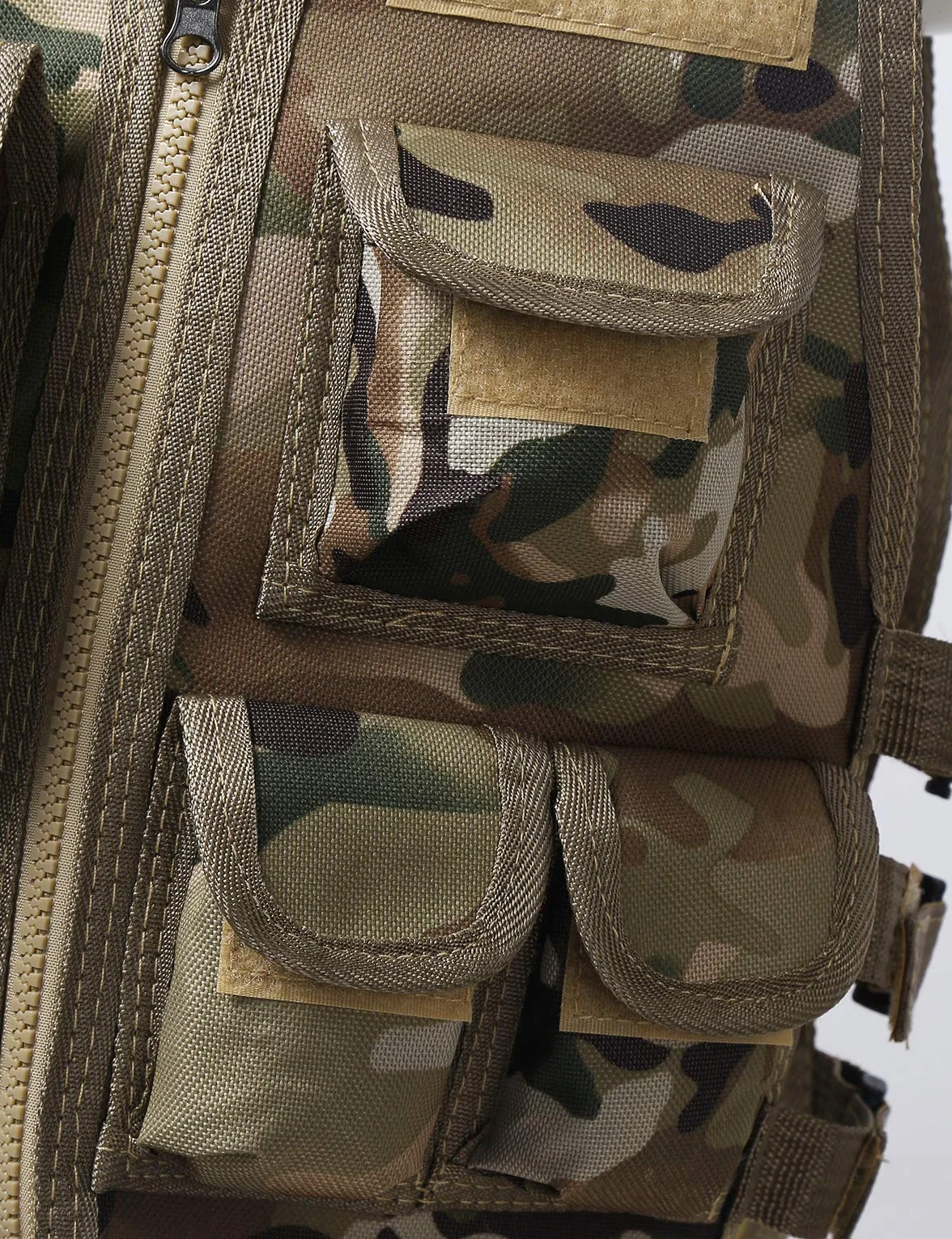 Oyolan Gilet de Pêche pour Enfant Garçon Fille Photographe Multipoches Camouflage Veste sans Manches Réglable Chasse Camping
