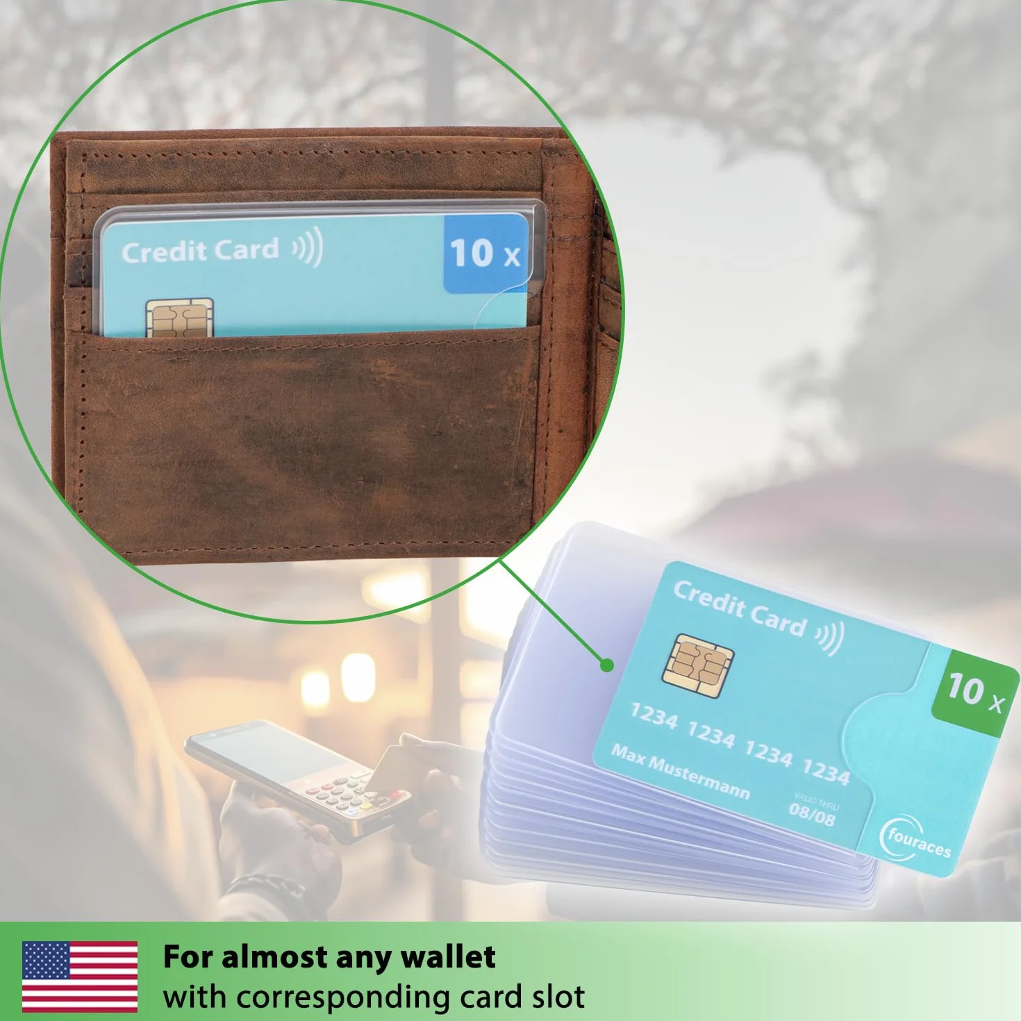fouraces Protege Carte bancaire 10 pièces Transparent étui Rigide pour Carte navigo, Carte Bleu