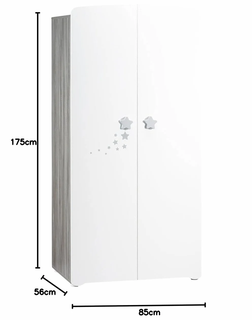 BabyPrice Armoire 2 Portes bébé 175x85x56cm Bois Blanc