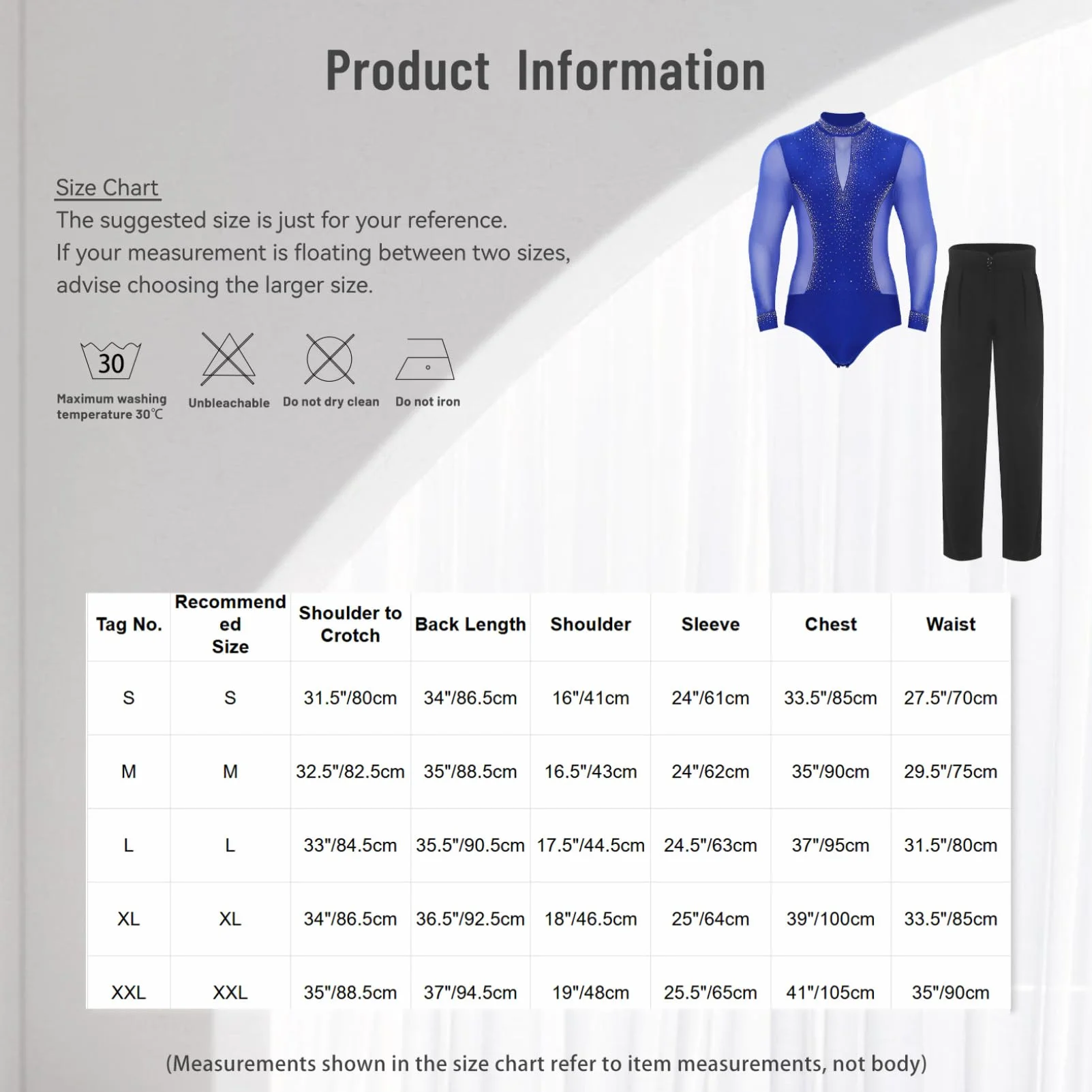 Oyolan Homme Justaucorps Danse Latine avec Pantalon Ensemble Tenue Danse de Salon