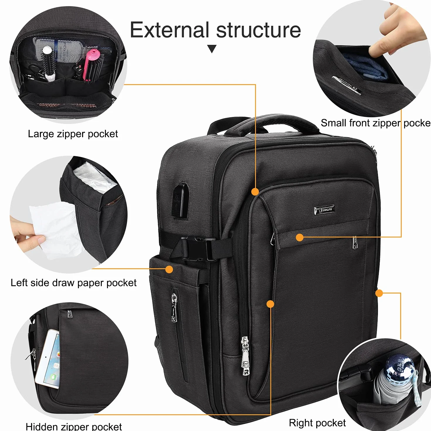 Relavel Trousse de maquillage portable voyage grand organisateur professionnel sangle réglable séparateurs