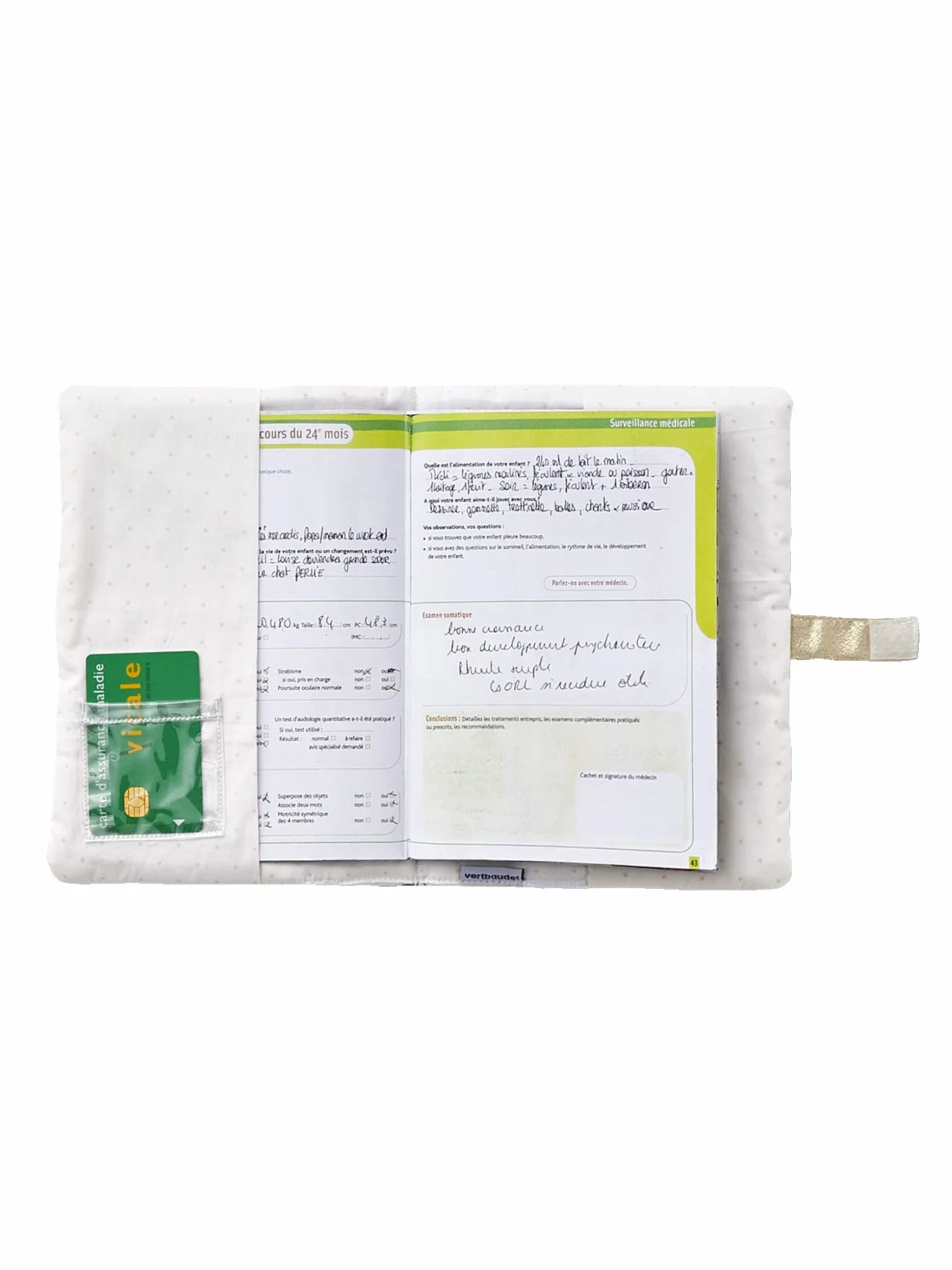VERTBAUDET Protège carnet de santé EAU DE ROSE écru rose