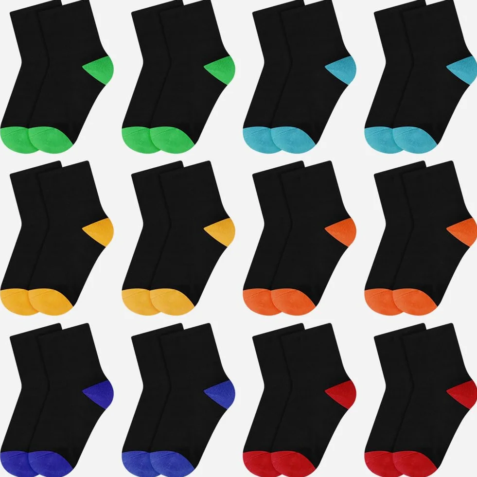 Chaussettes de sport pour Enfants, Coton, Respirantes, Paire de 12, Football Tennis
