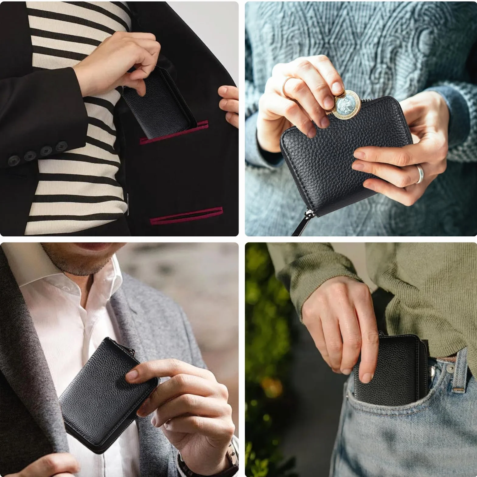 Porte Cartes Homme Femme PU Similicuir Étui Carte Bancaire Crédit Unisexe 20 Cartes Noir
