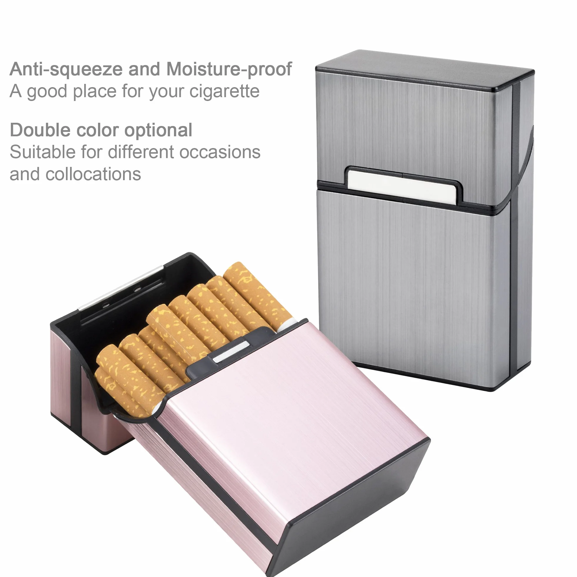 LAOYE Etui à Cigarettes en Aluminium avec Fermeture Aimantée 2 Pièces Gris Or Rose
