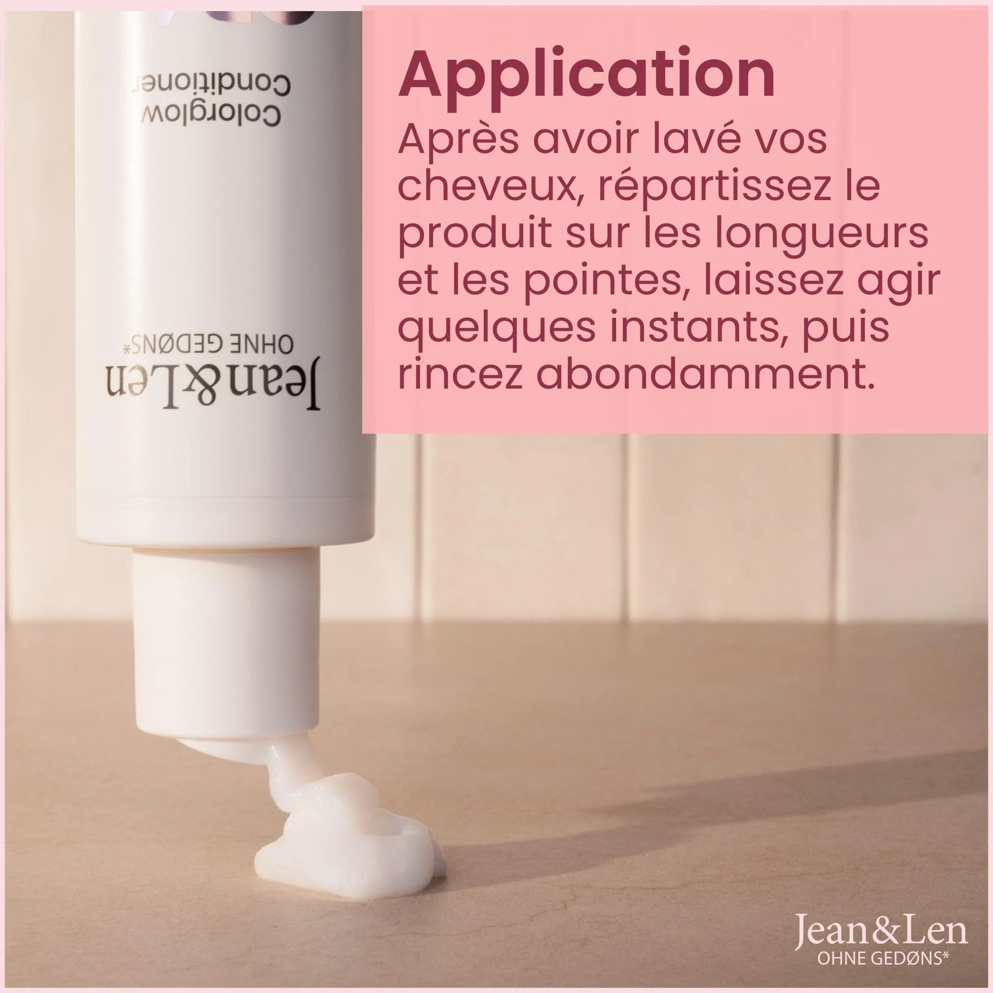 Jean & Len Après-shampooing Colorglow cheveux colorés extrait grenade pétales rose panthénol 300 ml