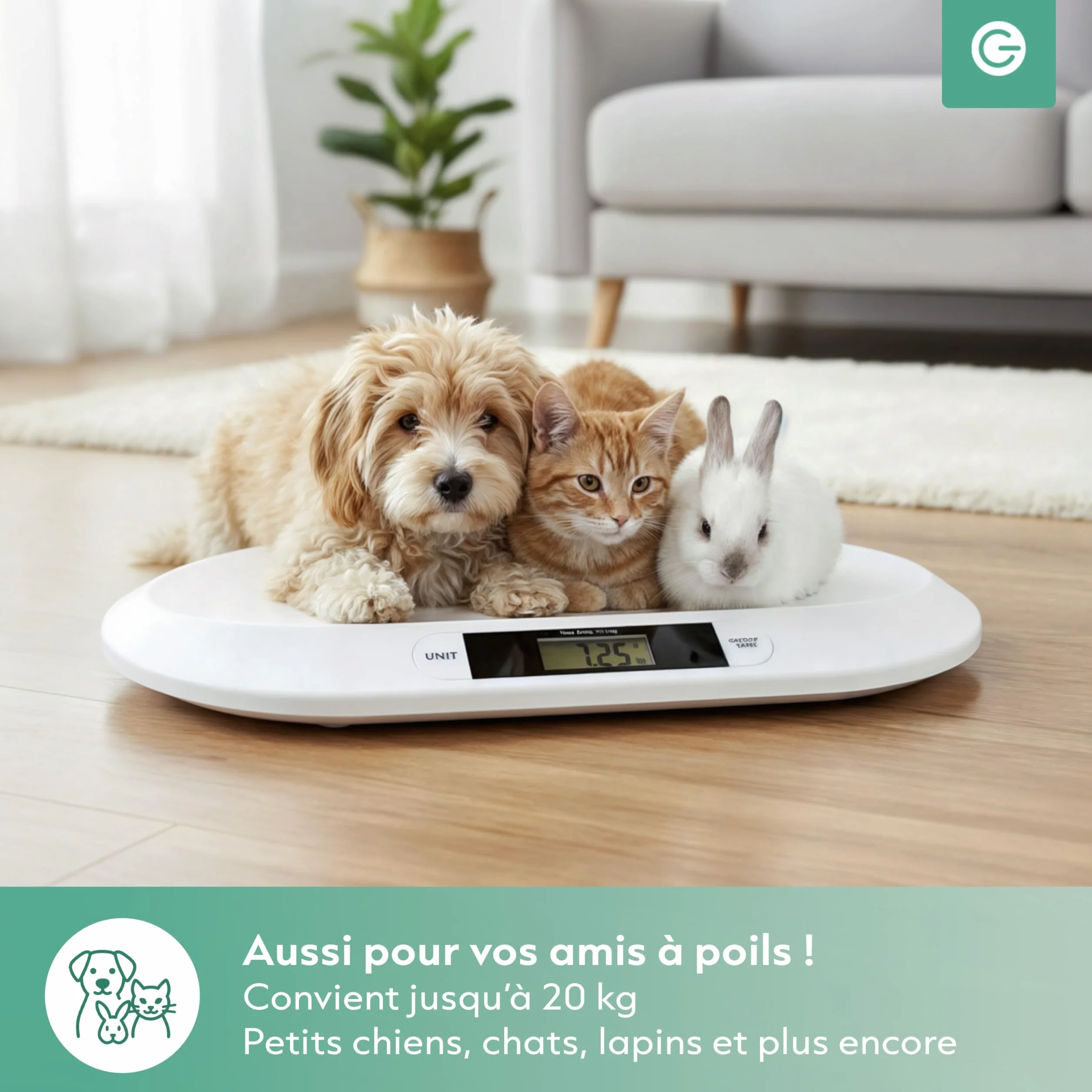 Silvergear Pèse-bébé intelligent Bluetooth Balance numérique bébé 20 kg Application Smart Life