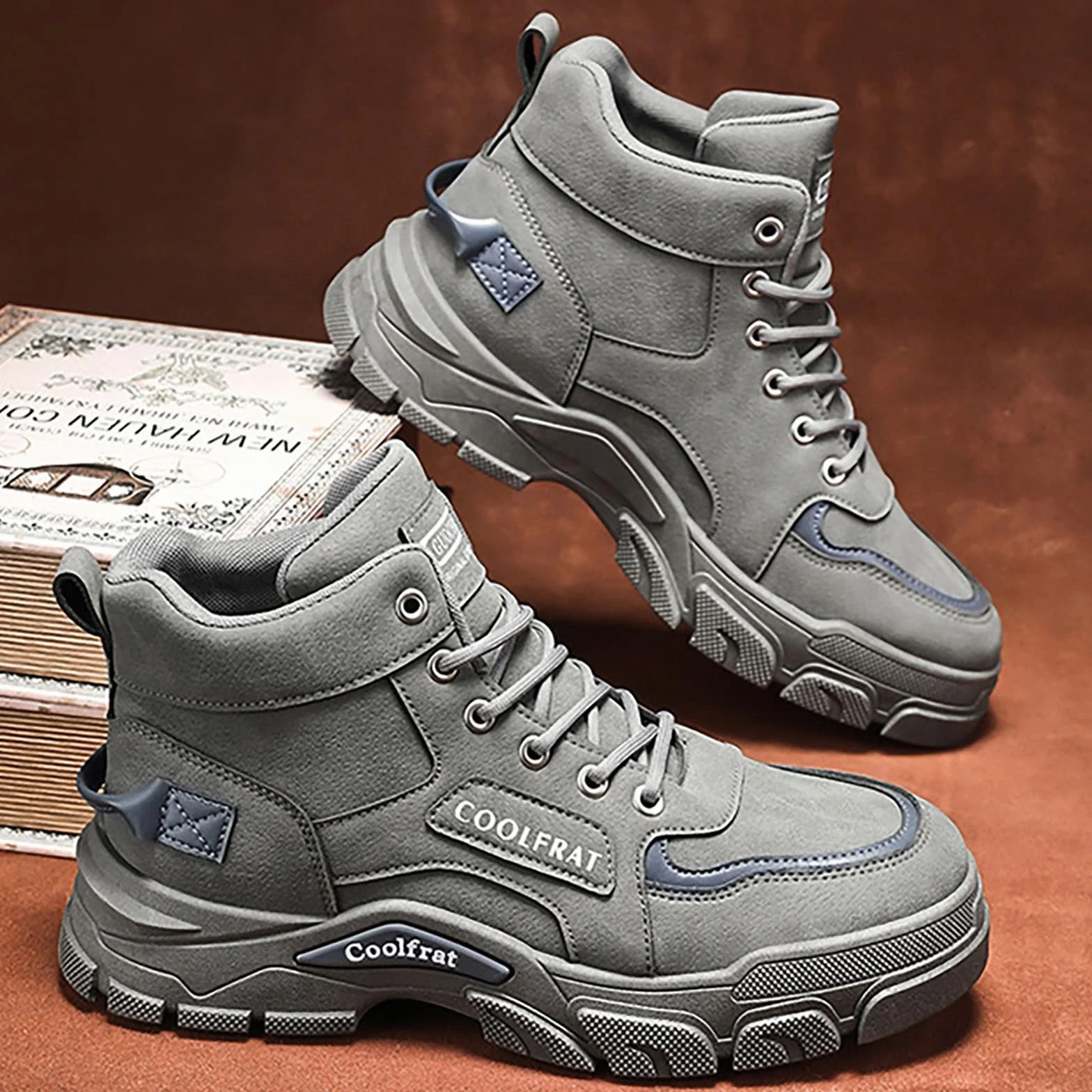 Bottes en cuir homme imperméables chaussures tactiques fond épais antidérapantes lacets