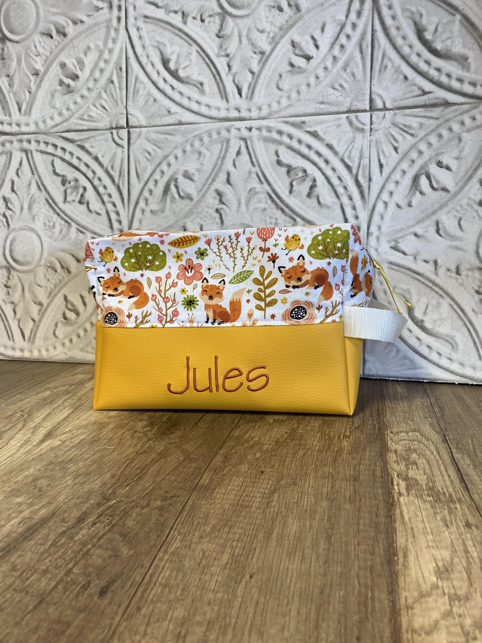 Trousse de Toilette Enfant Personnalisé Renard Jaune
