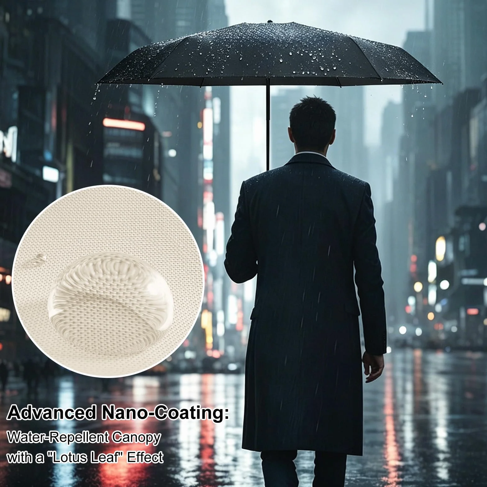 Parapluie Compact de Voyage 6 Nervures Coupe-Vent Ultra Léger Résistant