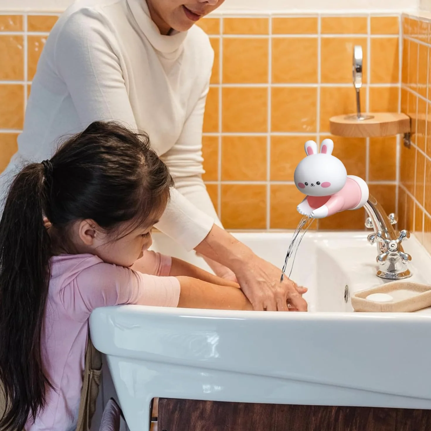 Robinet Extender Enfant, Extension Robinet Baignoire Bébé, Cache Bec de Bain Protection Douche (Rose)