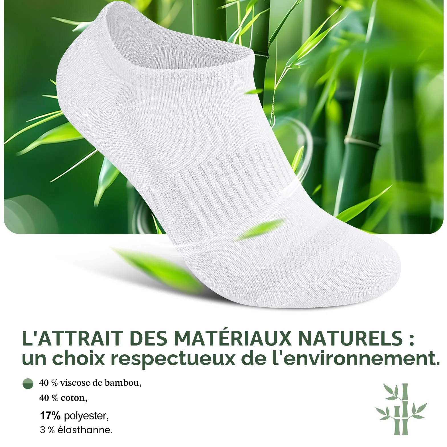 Cirorld Chaussettes Sport en Bambou Coton 6 Paires 39-42 43-46 Respirantes Anti-Odeurs Antibactériennes