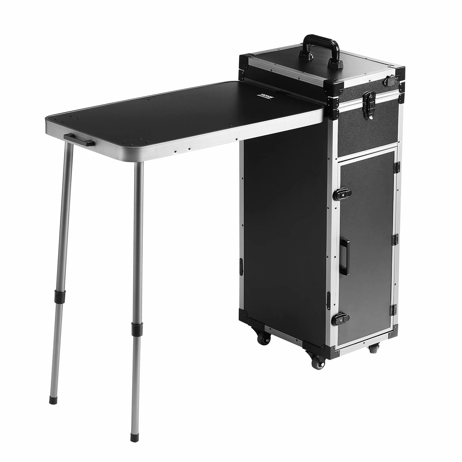 VEVOR Mallette de Maquillage en Aluminium Professionnelle avec Roues Pivotantes 360°, Noir