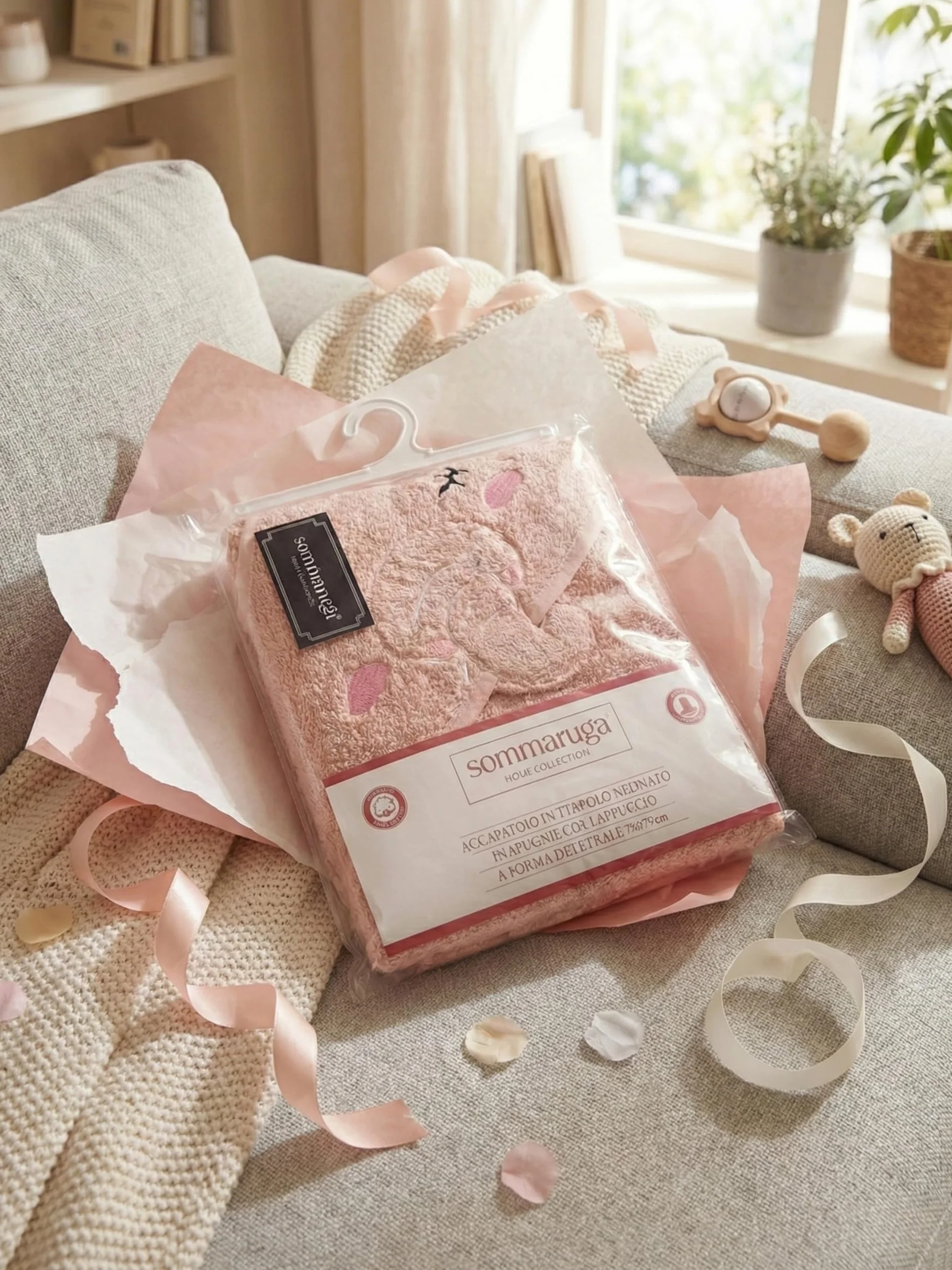 Peignoir de bain nouveau-né Triangulaire Tissu éponge 100% pur coton Capuche Super absorbant 75x75 cm