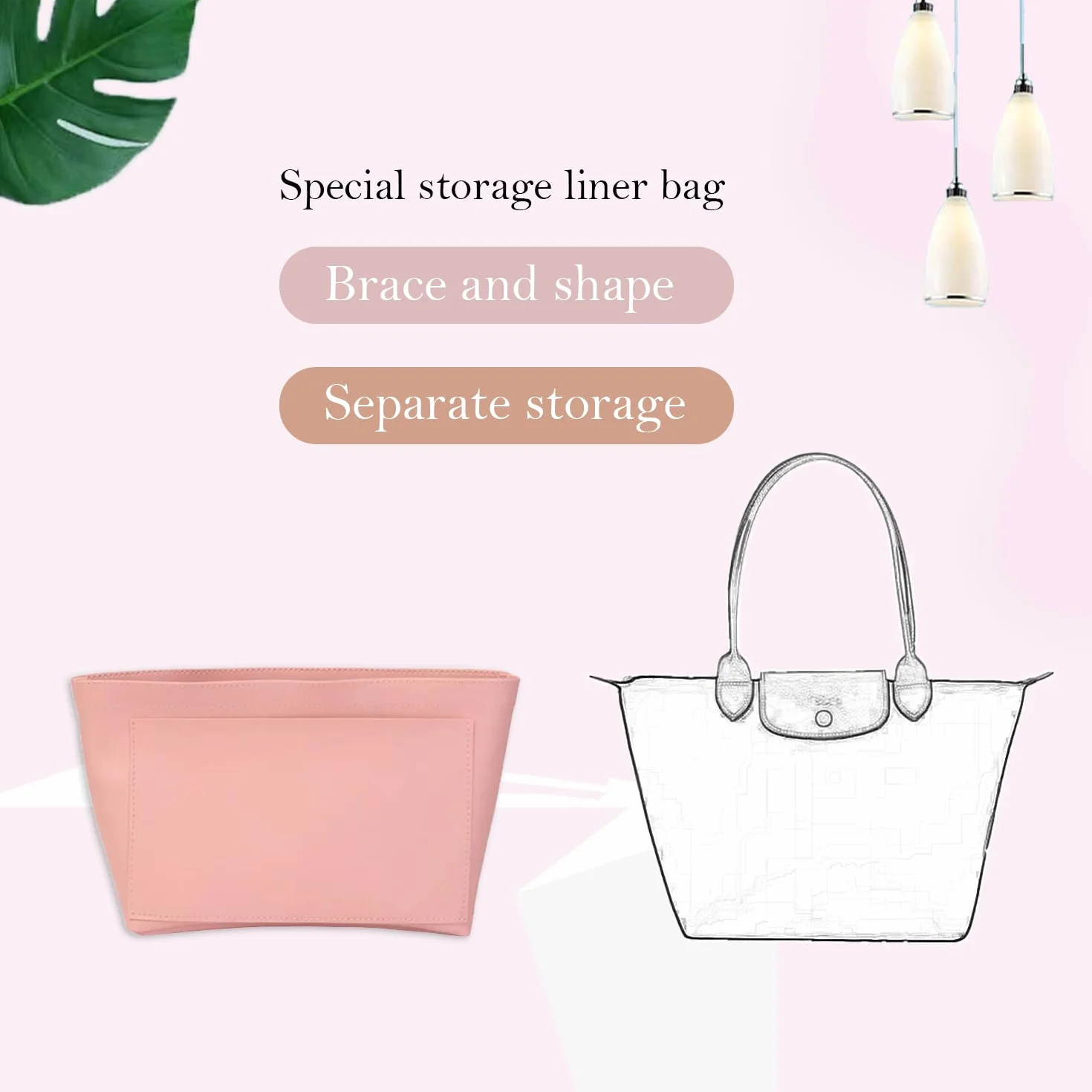 Organiseur de sac à main en feutre pliable Longchamp Beige Large