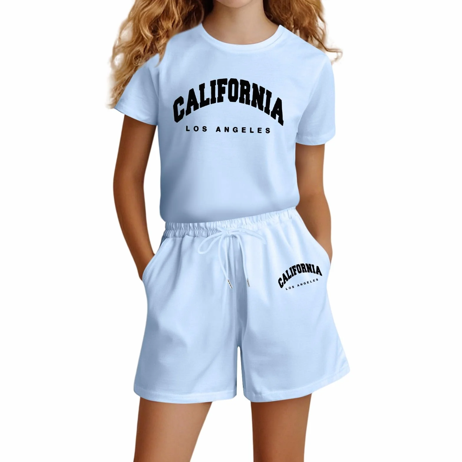 Ensemble t-shirt et short 2 pièces pour filles vêtements de sport respirant 4-14 ans