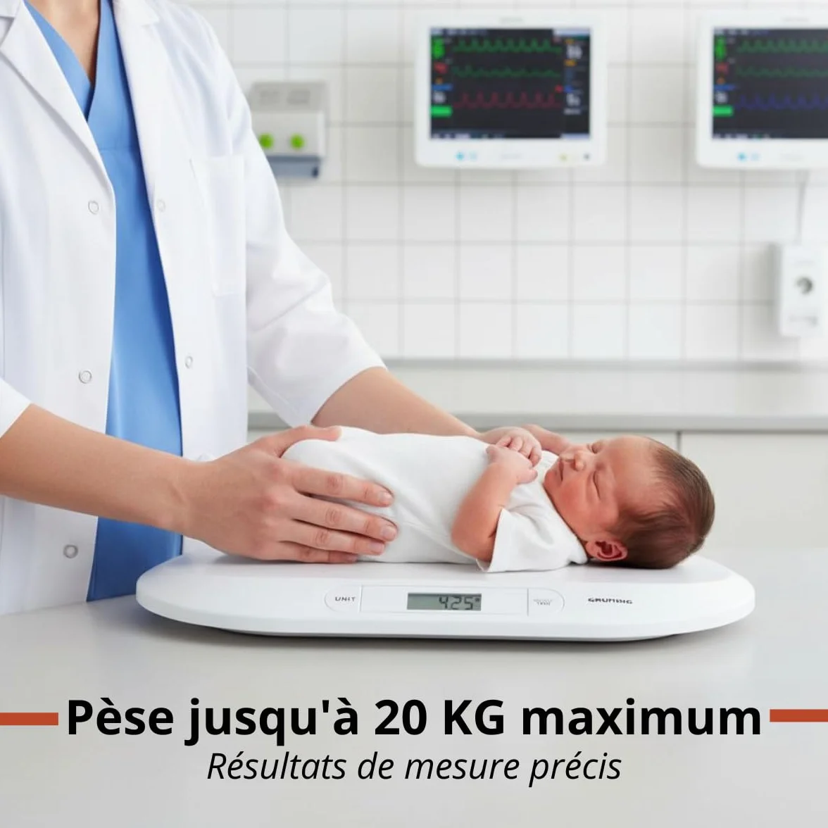 Grundig Balance Bébé Pèse Bébé Digital 20kg Écran LCD Fonction Tare Balance Nouveau-Né