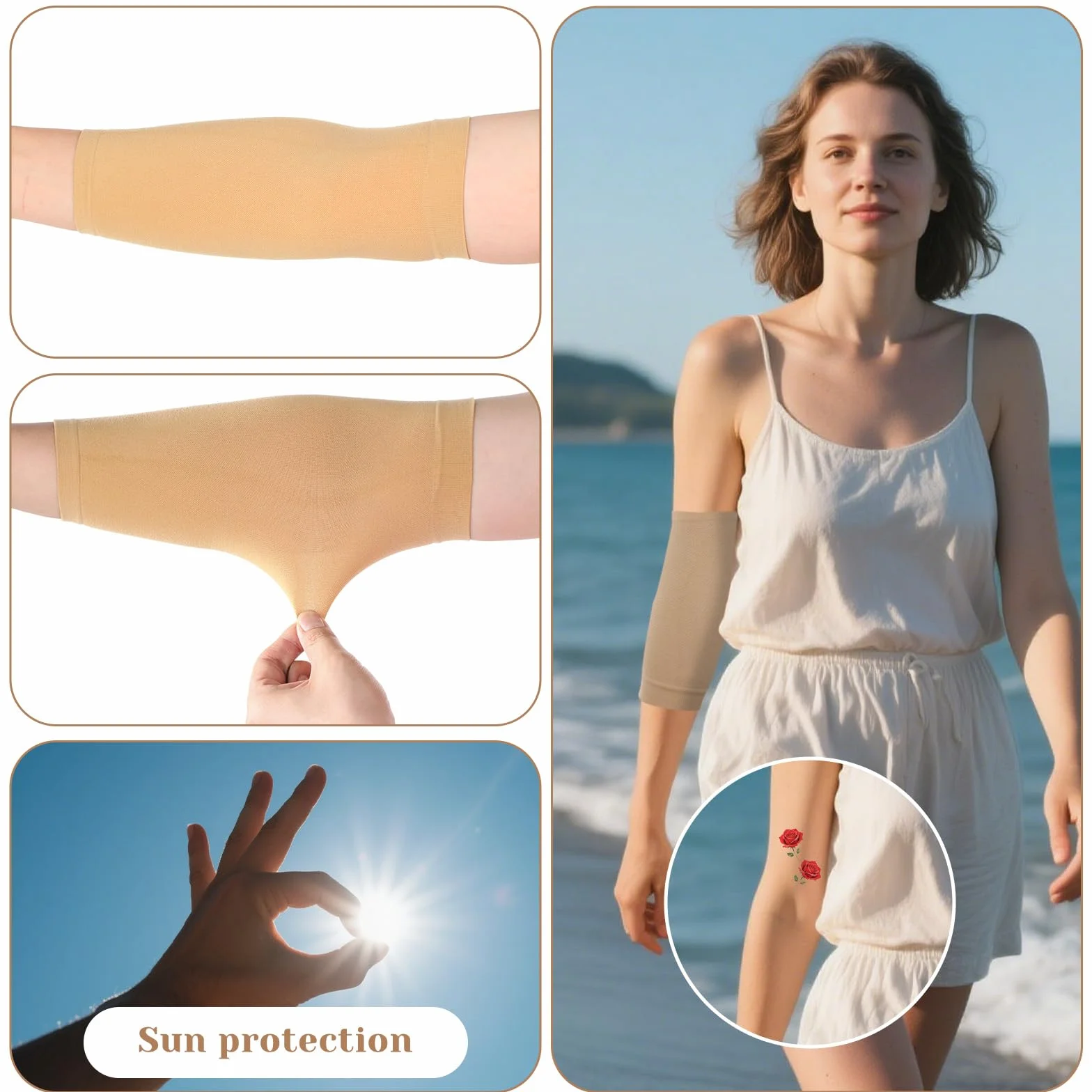 Couvre-tatouages avant-bras manchettes protection solaire lot de 2 paires
