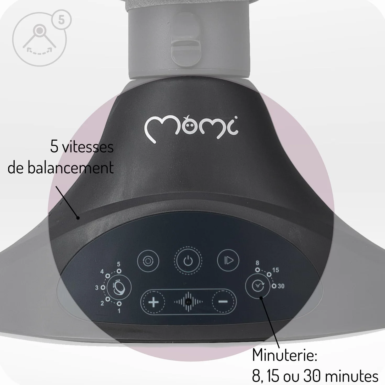 MoMi KENANI Transat balancelle pliable 9 kg télécommande Bluetooth harnais 5 points pare-soleil moustiquaire