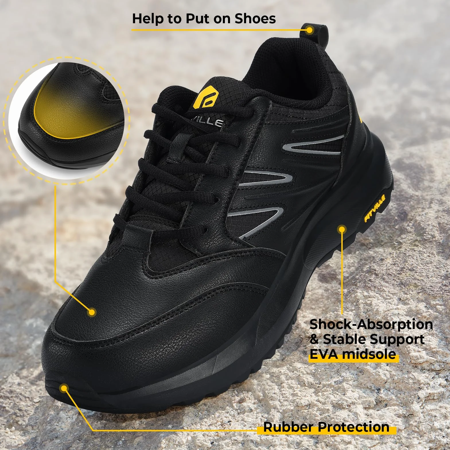 FitVille Chaussures de Randonnée Imperméables Hommes Baskets Basses Trekking Respirant Antidérapant