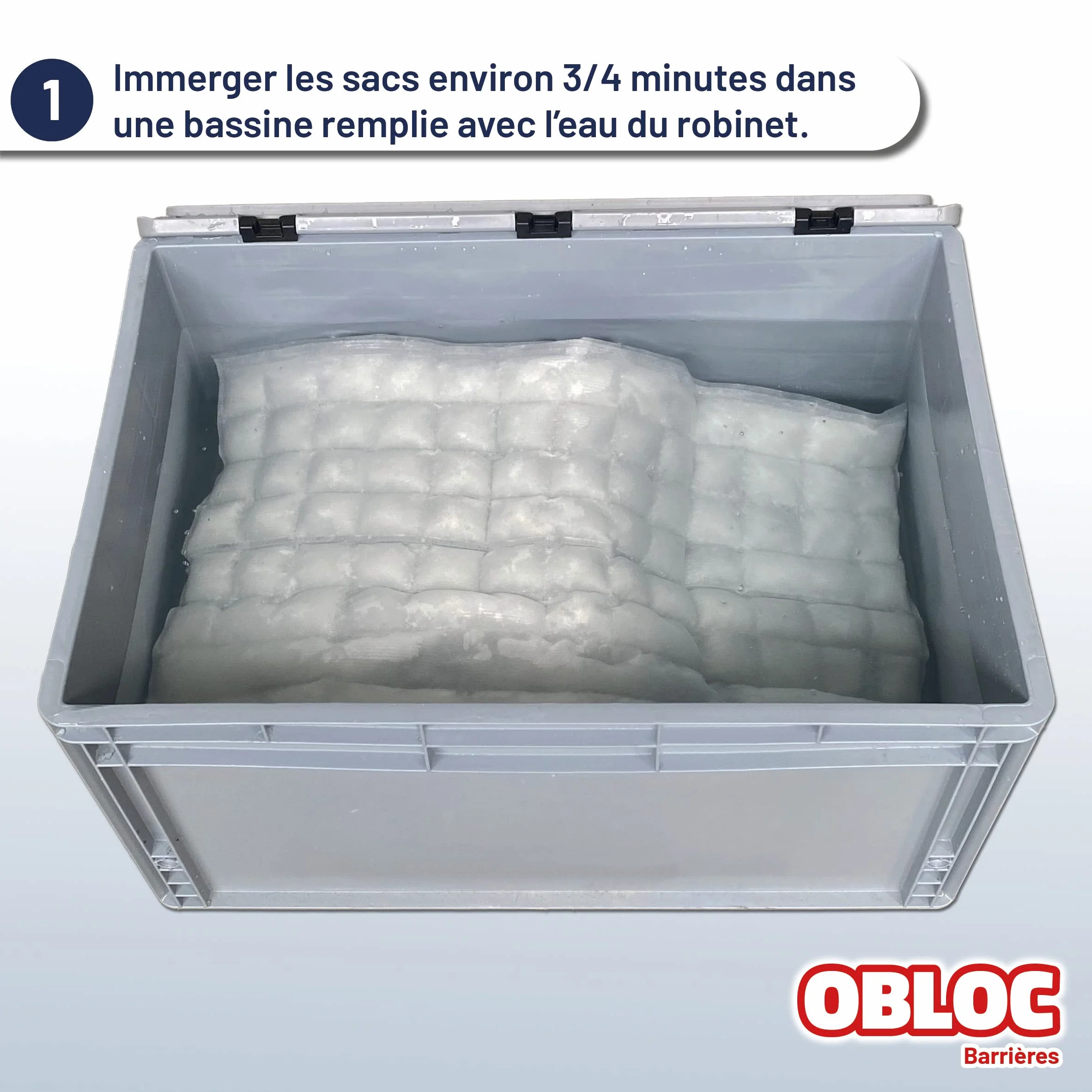 Sacs anti-inondation OBLOC® 60 x 40 cm – Sacs en intissé remplis de polymères superabsorbants