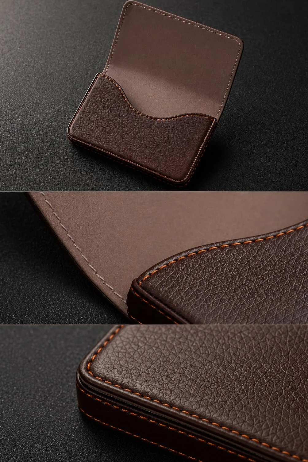 Porte Carte de Visite Slim Étui Noir 9.6x6.5x2cm Business Card Holder
