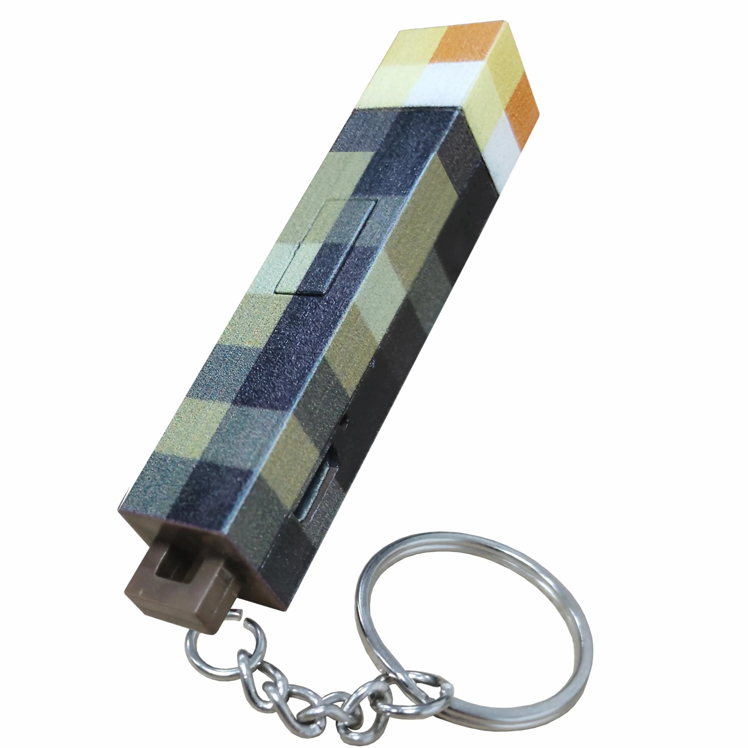 Porte-clés Torche Pixel avec éclairage 6,5 cm modèle jeu câble pour passionnés jeux déplacement décoration sac à dos