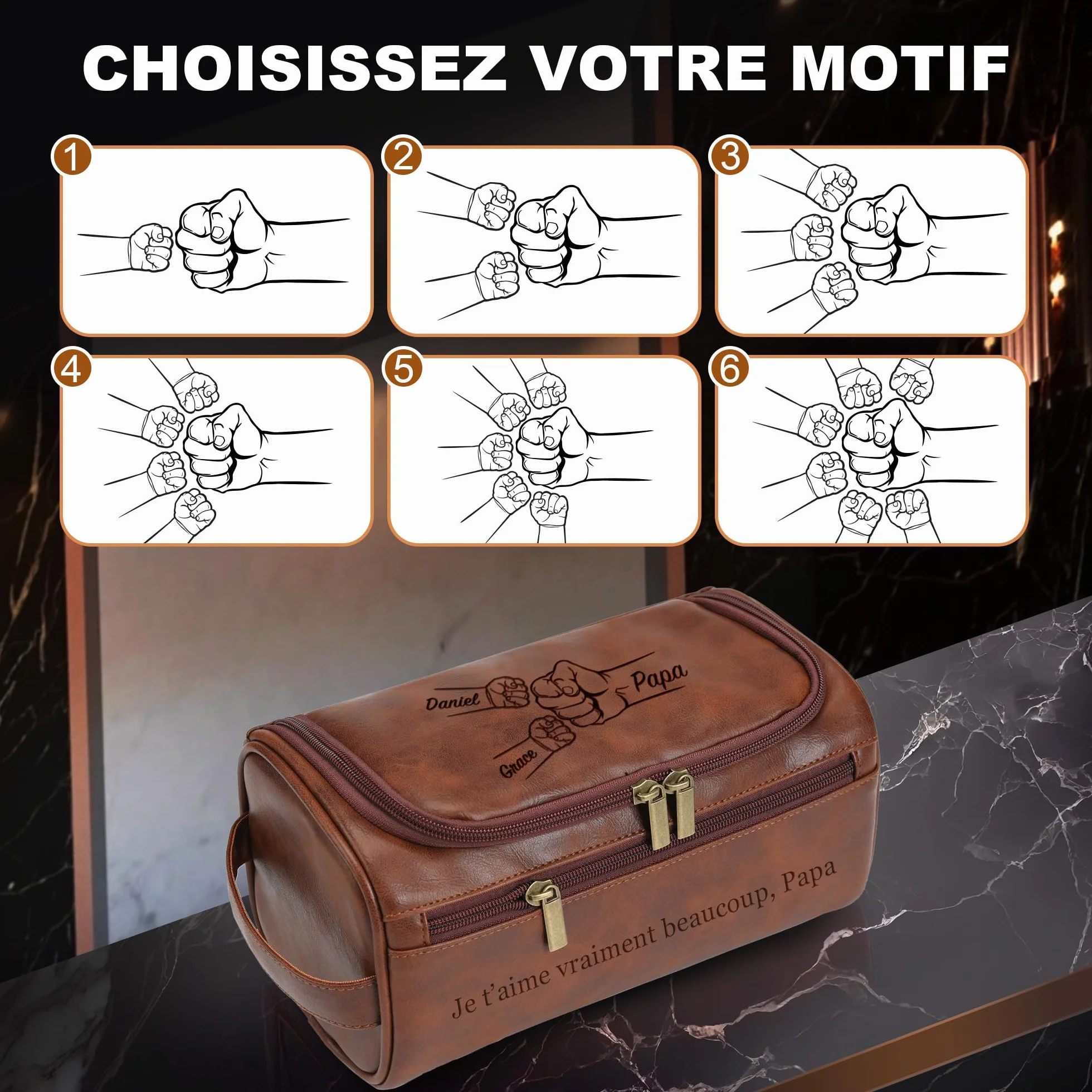 Easycosy Trousse de Toilette Homme avec Crochet en Cuir PU pour Voyage