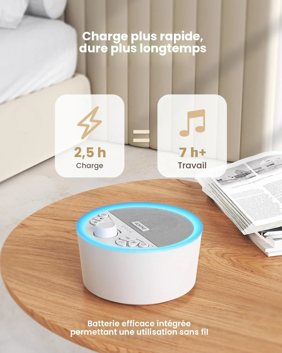 RENPHO Machine à bruit blanc, Appareil de sommeil portable avec 29 sons, minuterie réglable