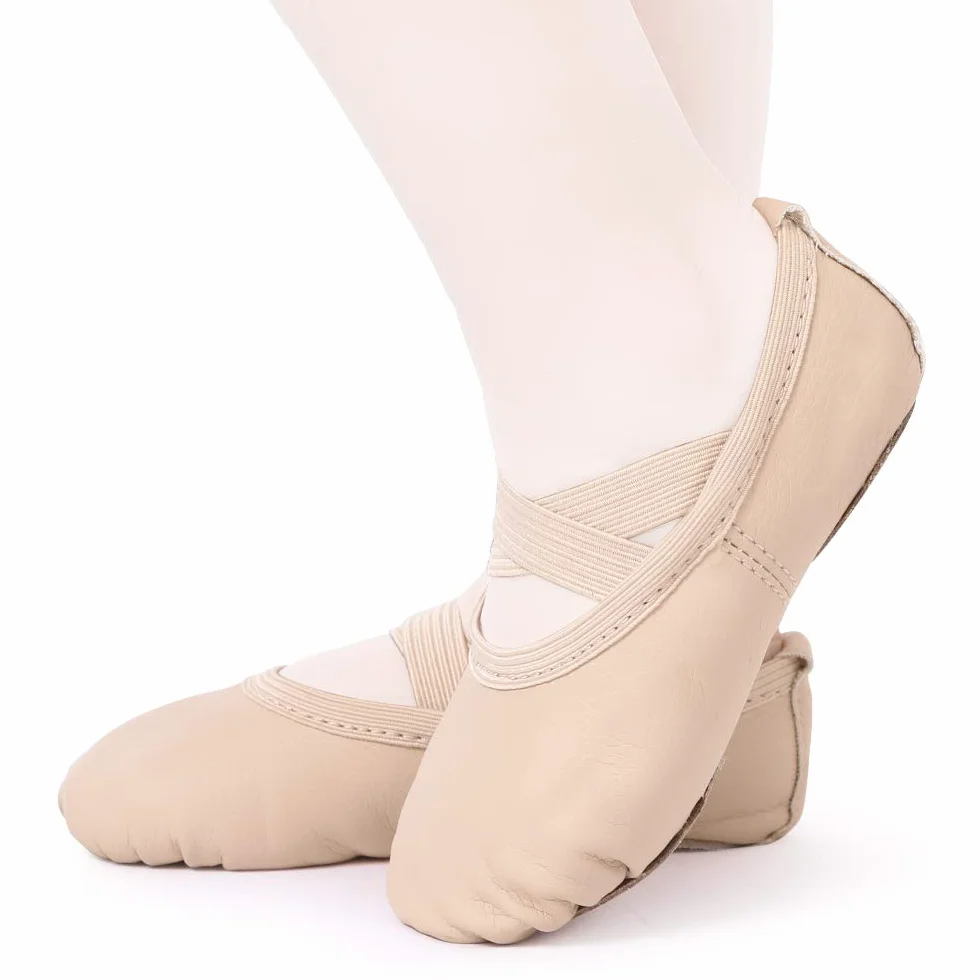 Chaussures de Danse Classique Cuir Demi Pointe Ballerine pour Enfants et Femme