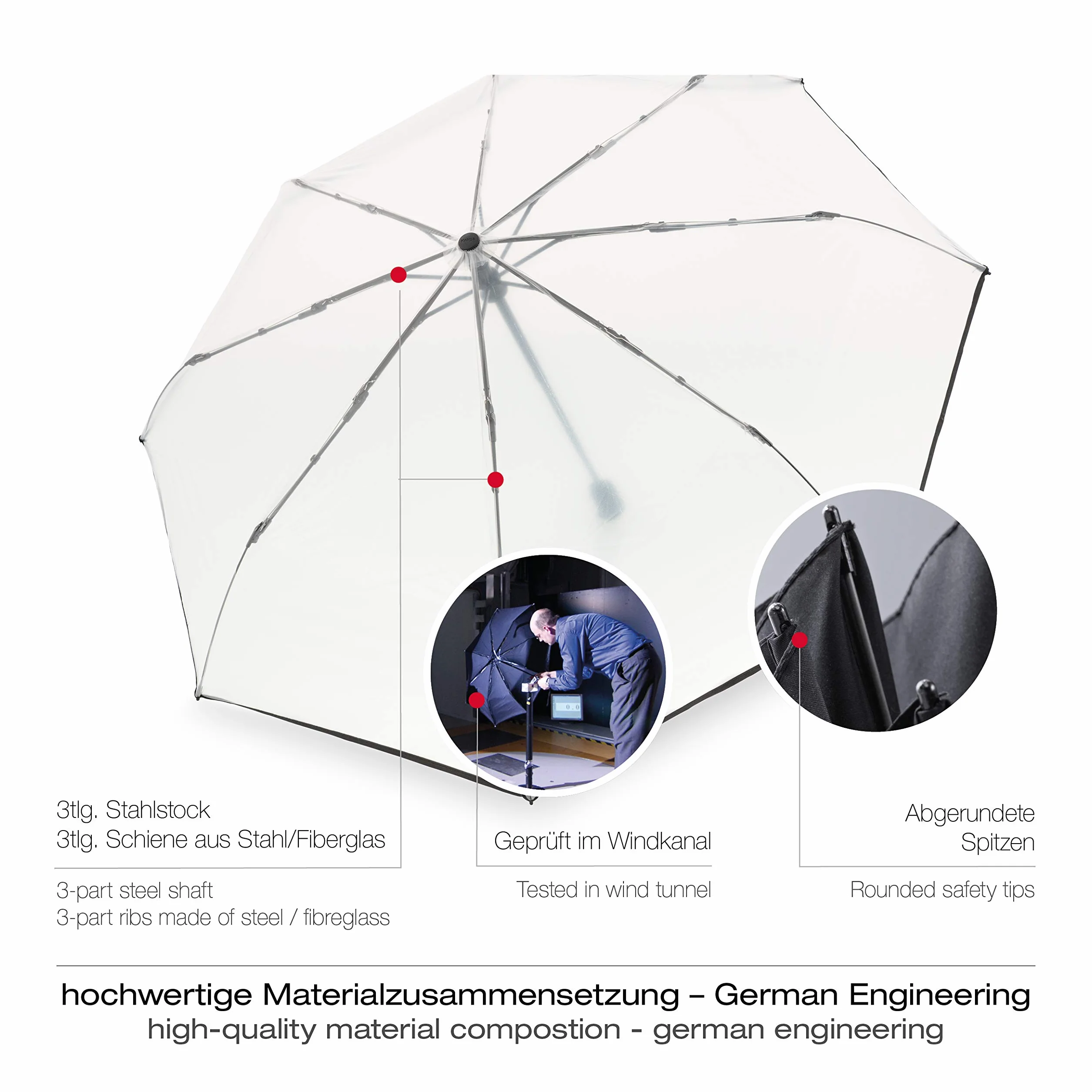 Knirps A.200 Medium Duomatic Parapluie de Poche Résistant aux Tempêtes