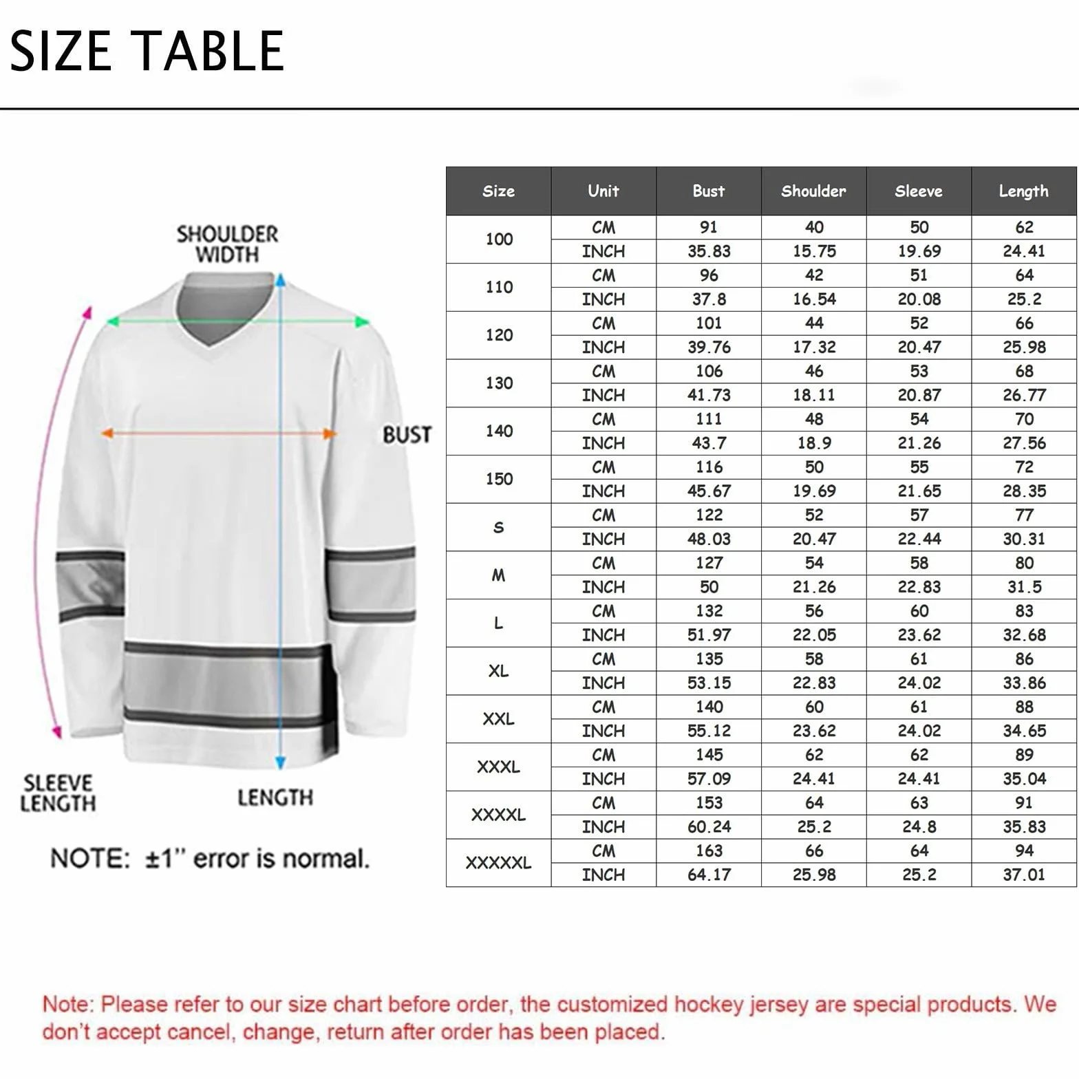 Maillot de Hockey personnalisé nom équipe numéro