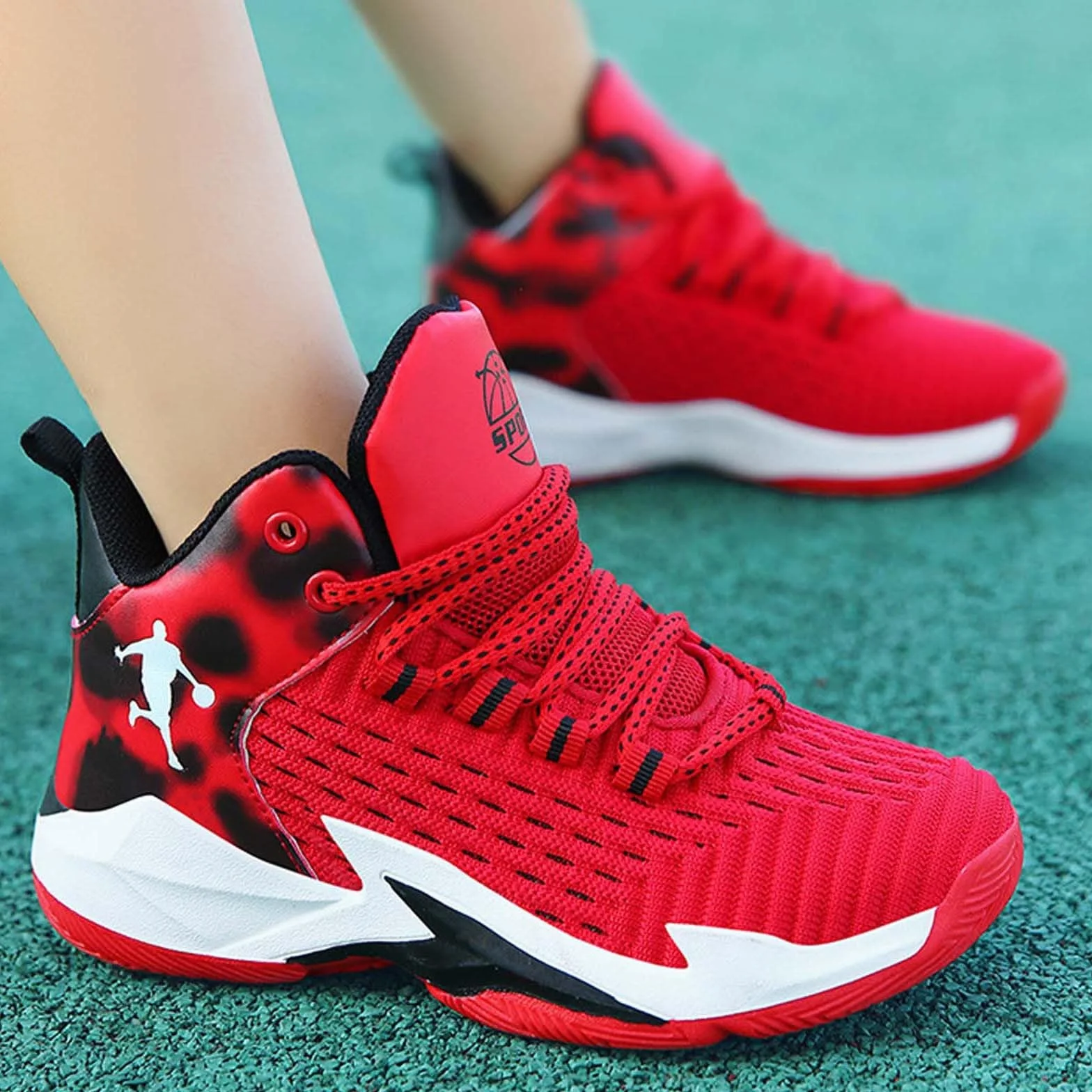 Enfant Chaussure Basketball Garçon Sneakers Baskets Automne Hiver Graffiti Mode Basket-Bal Chaussures Sport Mixte Jeunes