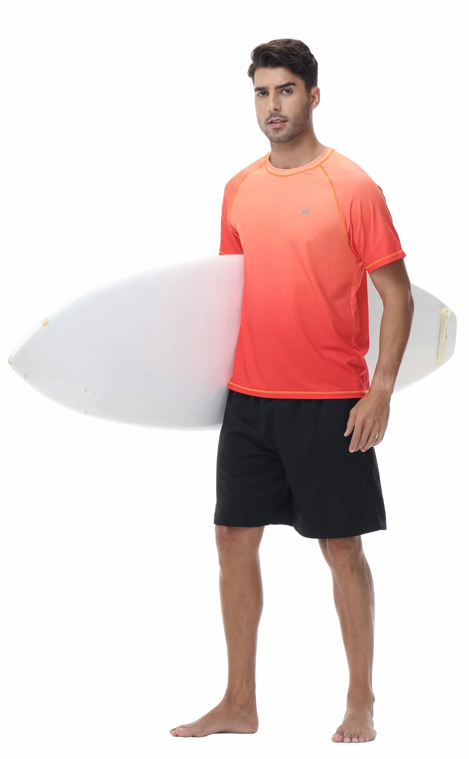 Huayuzh Maillot de bain anti-UV UPF 50+ à manches courtes pour homme Séchage rapide surf course à pied