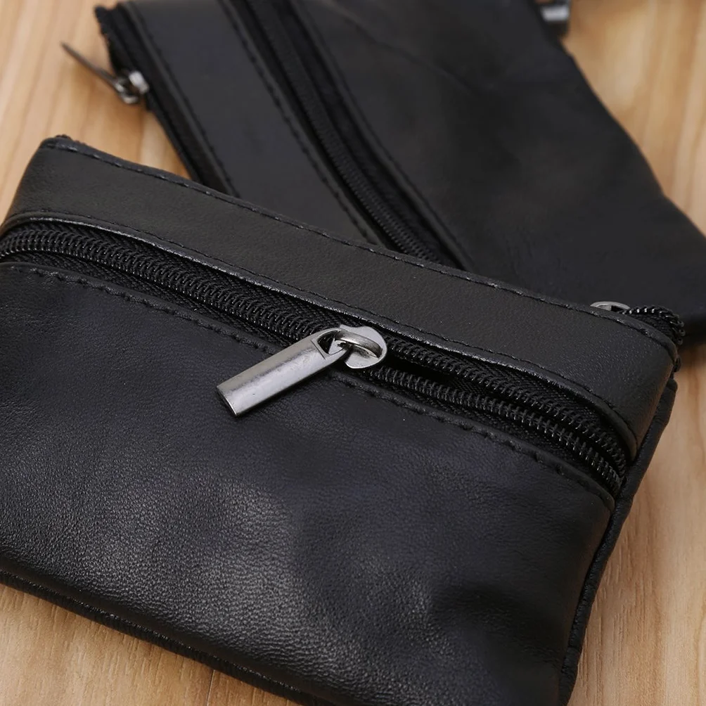 Portefeuille en Cuir Noir avec Porte-Monnaie, Porte-Cartes et Porte-Clés pour Homme et Femme