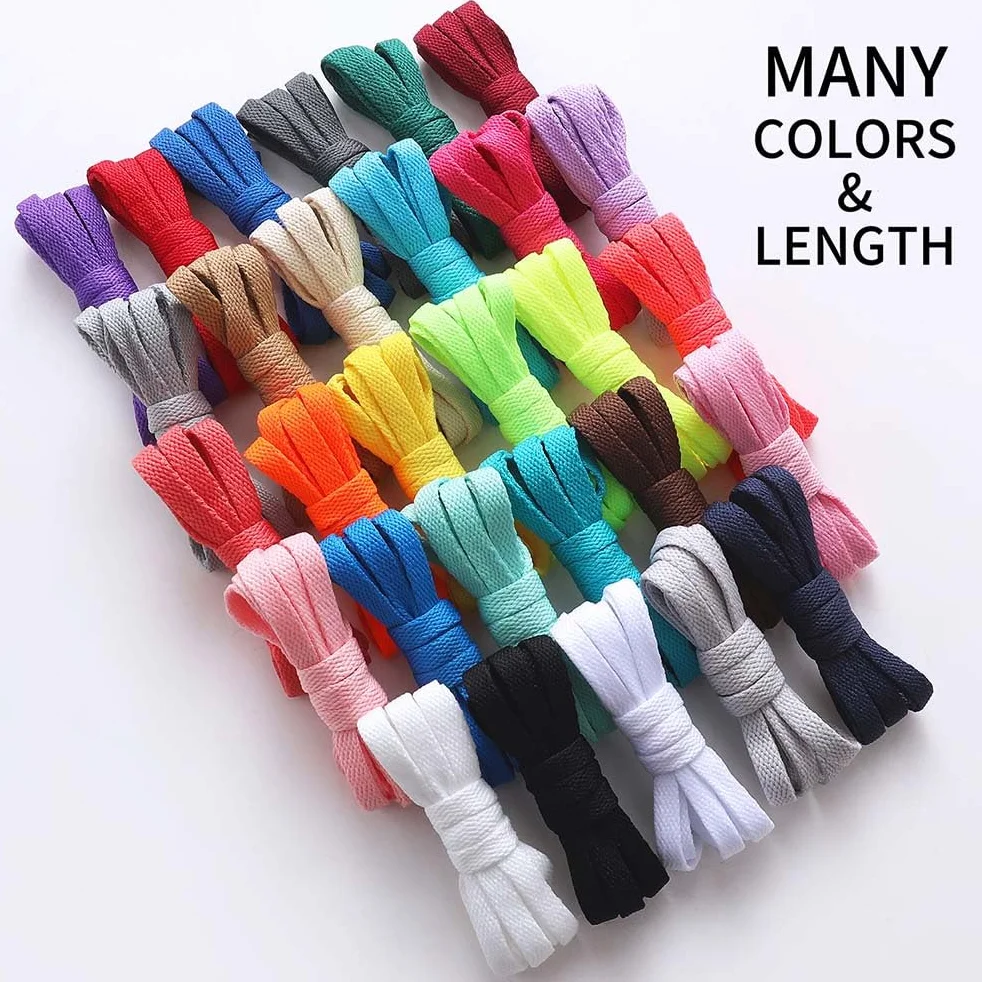 VSUDO Lacets Plats pour Baskets Sneakers 8mm 29 Couleurs 14 Longueurs