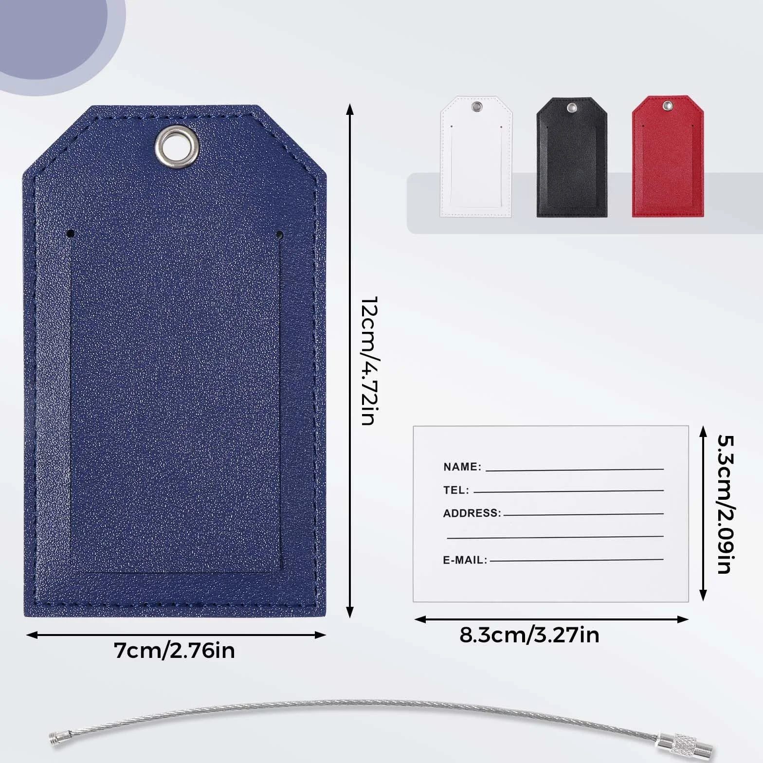 Étiquettes à Bagages en PU avec Carte d'Information Personnelle pour Valises et Sacs de Voyage