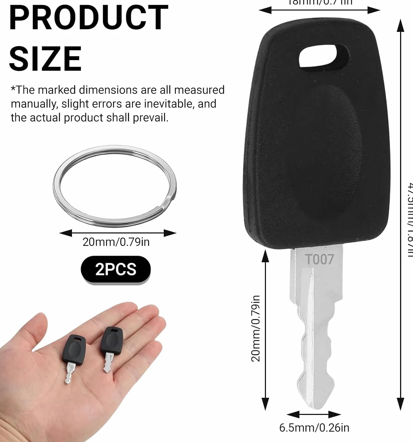 Clés Compatibles TSA 007 pour Valise, Clé de Voyage de Verrouillage Bagages TSA (2 Pièces)