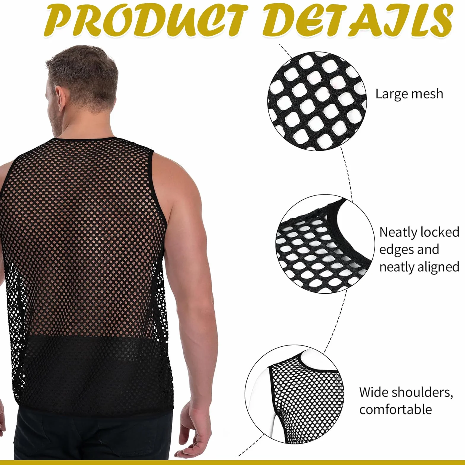 Maillot de Corps en Maille Noire pour Hommes Taille XL