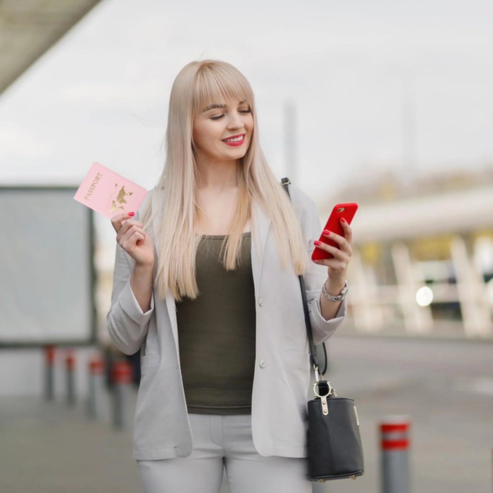 FuninCrea Protege Passeport en Cuir PU Portefeuille Voyage Organisateur de Documents