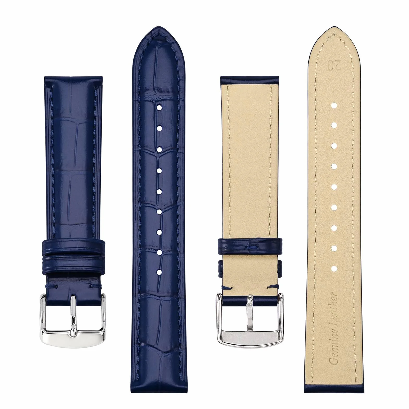 BISONSTRAP Bracelets de Montre Cuir Gaufré Crocodile Largeur Bande 18mm