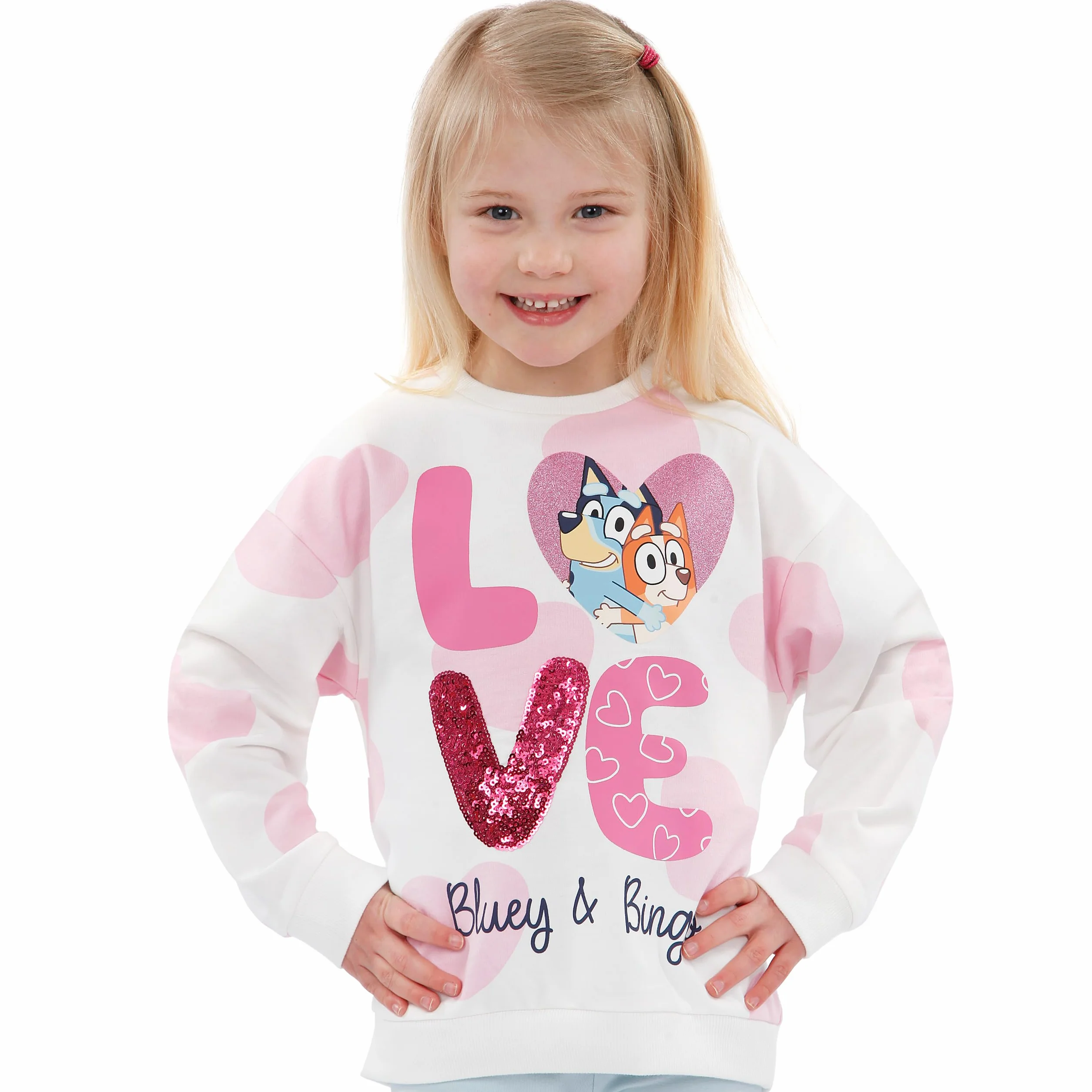 Sweatshirt Fille Coton Paillettes BlueY Pull Bingo Enfant