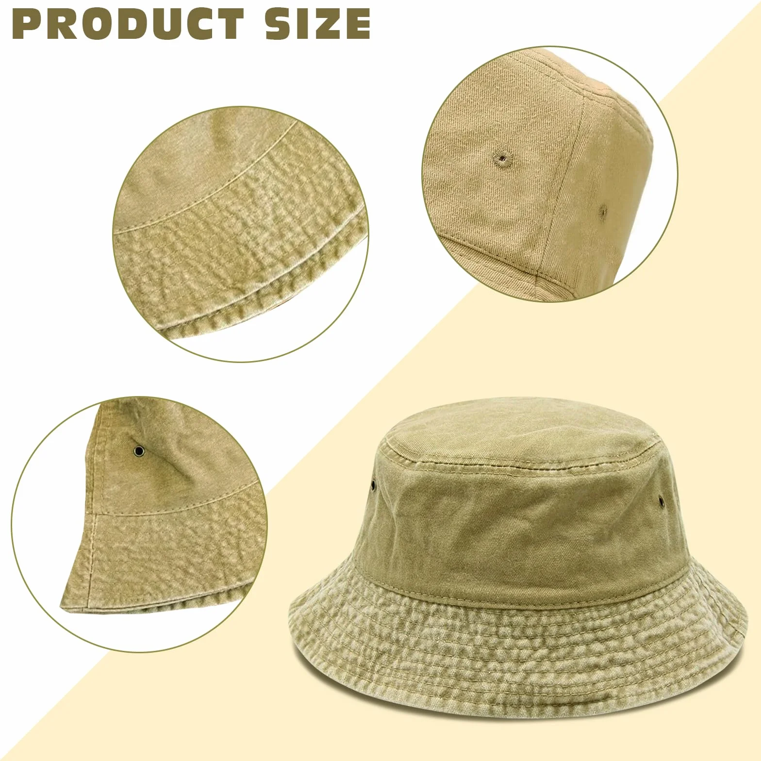 FUIPVGI Chapeau de pêcheur, Large Bord, Coton délavé, Protection Solaire UV