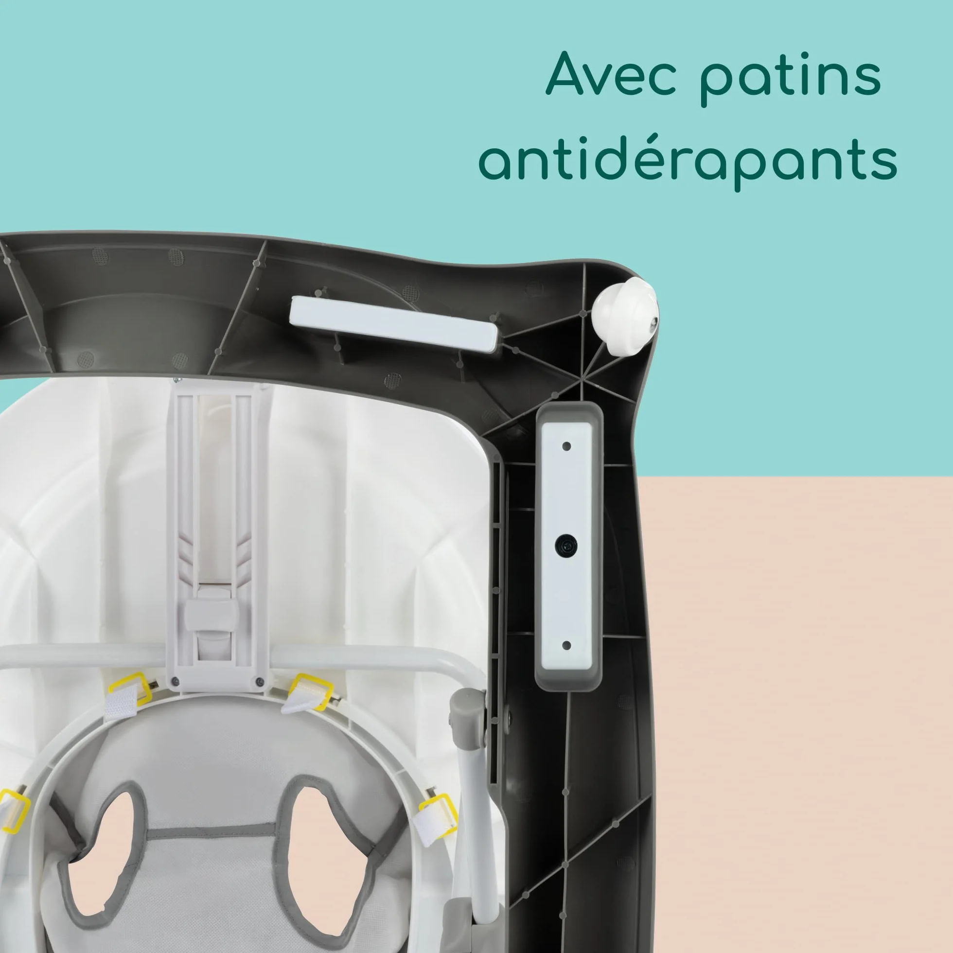 Bebeconfort Explorer Trotteur bébé pliable avec plateau d'activités musical, 6-18 mois, 12 kg, Gray Mist