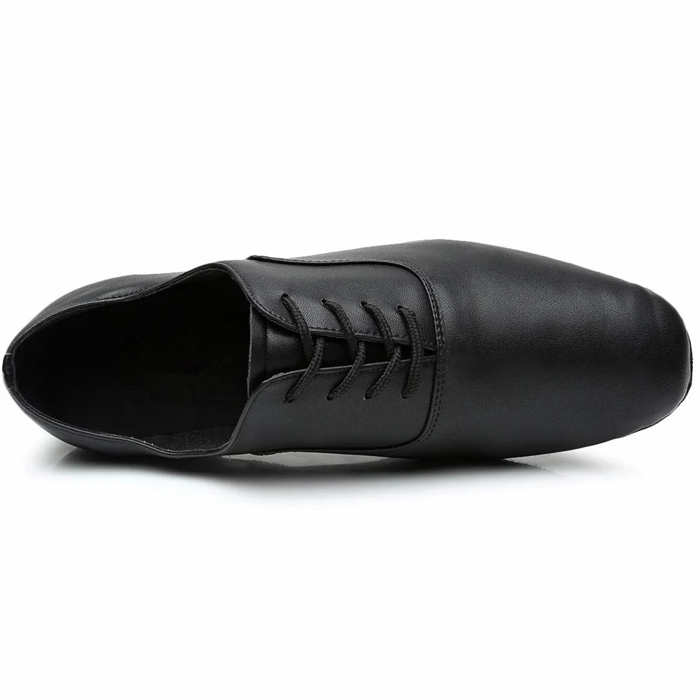 Danse élégante Ronde en Cuir Noir Morden Jazz Latin Hommes Chaussures Ballroom Demi Semelles