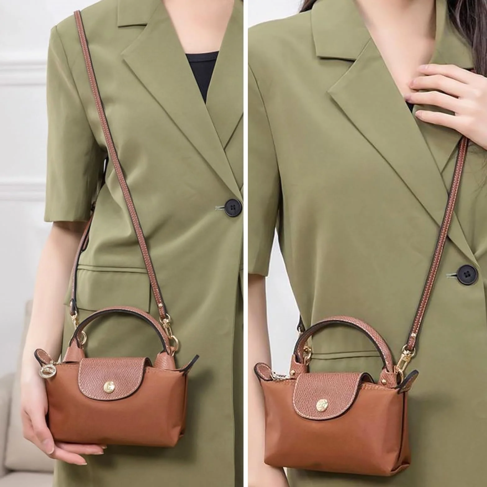 Bandoulière Longchamp Marron 12 mm 94-124 cm Sac Sangle avec Adaptateurs