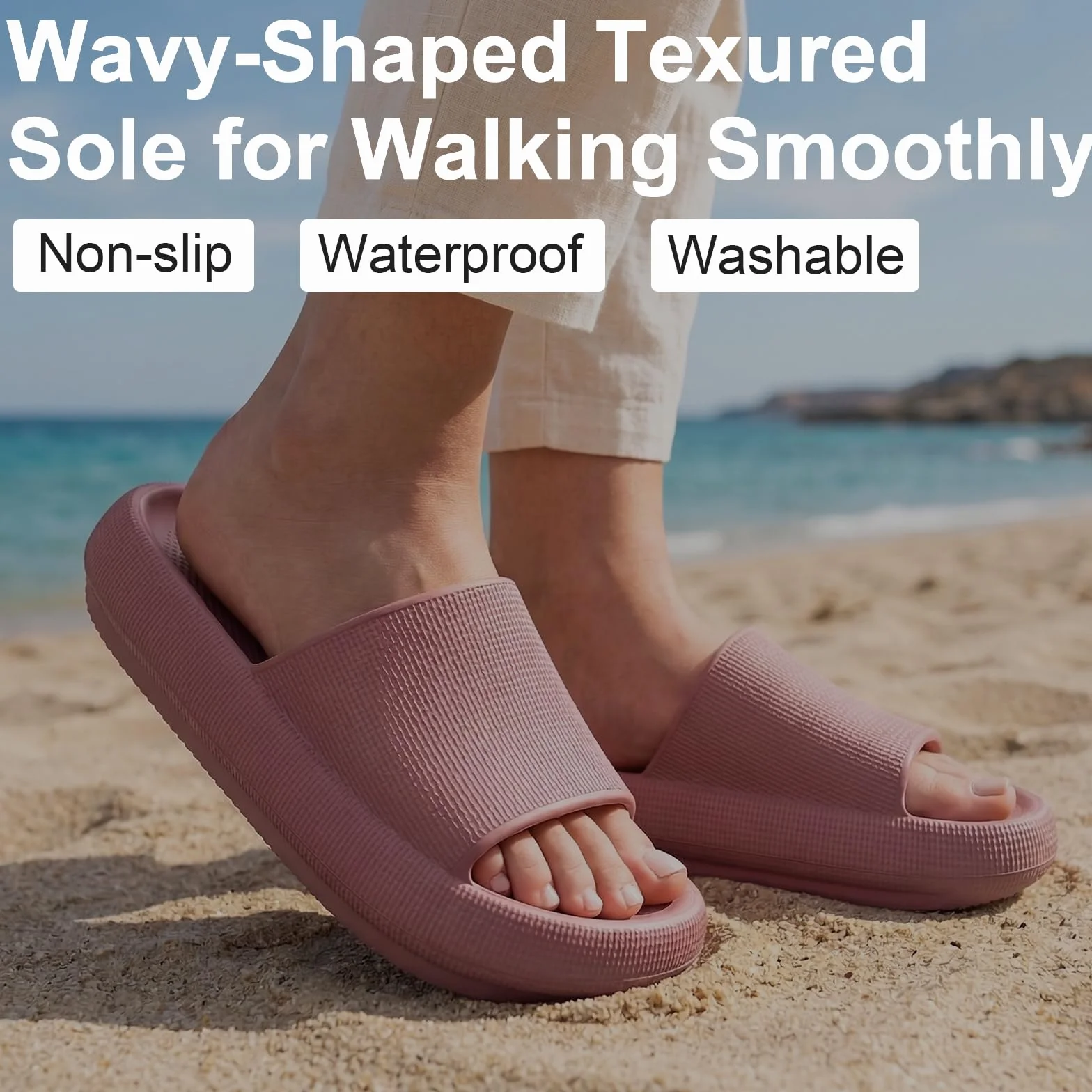 Claquettes Femme Hommes Antidérapant Sandales Pantoufles Confortable Léger Piscine Plage